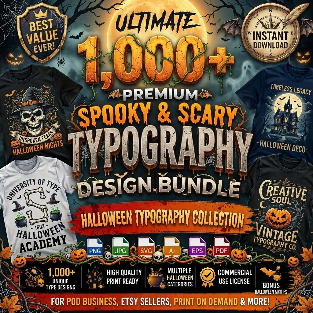 Ultimate Halloween Design Bundle | 1000+ Premium SVG & PNG Files for T-Shirts & Merch